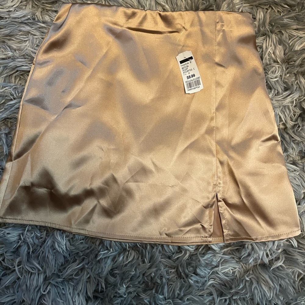 Gold silk mini skirt